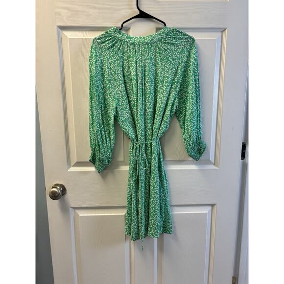 Draper James RSVP Dress Women M Green White Floral Rayon Lined Cottage Boho - Picture 4 of 6